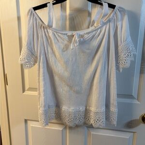 Cato White Off-Shoulder Lace Blouse